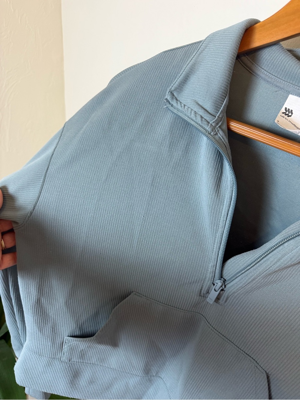 All In Motion Ribbed Half Zip Pullover Sweatshirt Blue Small - Picture 3 of 5